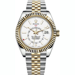 Rolex Sky-Dweller 40 Oyster Perpetual Oystersteel and yellow gold intense white dial Jubilee band Reference 326933WSO