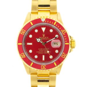 Rolex Submariner Date 40 Oyster Perpetual 18 ct yellow gold Cerachrom bezel insert in red ceramic red dial Oyster band Reference 116618
