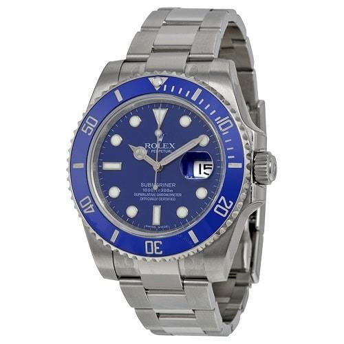 Rolex Submariner Date 40 Oyster Perpetual 18 ct white gold Cerachrom bezel insert in blue ceramic blue dial Oyster band Reference 116619LB 1 Submariner Date Blue-Watches-Time Of Replica