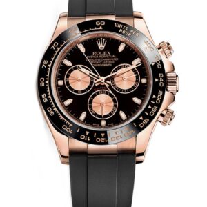 Rolex Cosmograph Daytona 40 Oyster Perpetual 18 ct Everose gold everose and bright black dial Oysterflex band Reference 116518CBKSR
