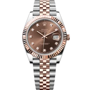 Rolex Datejust 41 Oyster Perpetual Oystersteel and Everose gold chocolate, diamond-set dial Jubilee band Reference 126331