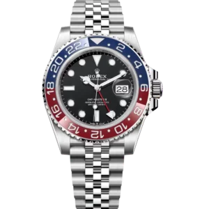 Rolex GMT-Master II "Pepsi" Oystersteel black dial Jubilee band Reference 126710BLRO