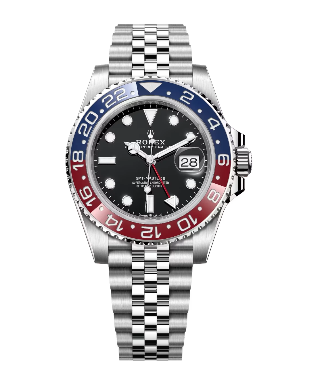 Rolex GMT-Master II "Pepsi" Oystersteel black dial Jubilee band Reference 126710BLRO 1 Rolex GMT-Master II "Pepsi" Oystersteel black dial Jubilee band Reference 126710BLRO