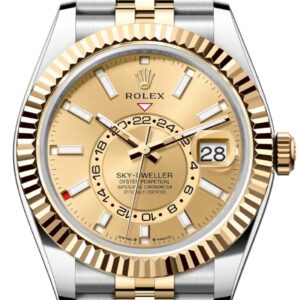 Rolex Sky-Dweller 40 Oyster Perpetual Oystersteel and yellow gold champagne-colour dial Jubilee band Reference 326933WSO