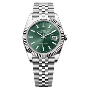 Rolex Datejust 41 Oyster Perpetual Oystersteel and white gold mint green dial Jubilee band Reference 126334