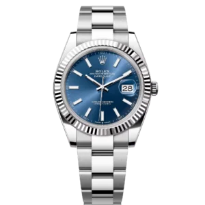 Rolex Datejust 41 Oyster Perpetual Oystersteel and white gold bright blue dial Oyster band Reference 126334