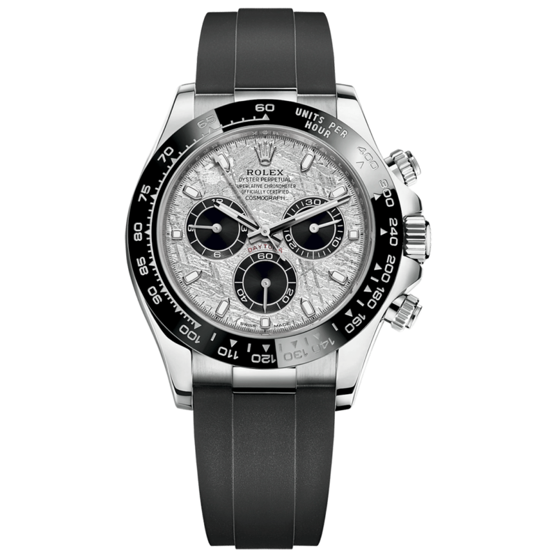 Rolex Cosmograph Daytona 40 Oyster Perpetual 18 ct white gold meteorite and black dial Oysterflex band Reference 126519LN 3 Rolex Oyster Perpetual Cosmograph Daytona 18kt White Gold Meteorite 116519LN