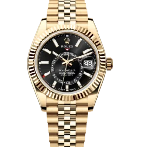 Rolex Sky-Dweller 42 Oyster Perpetual 18 ct yellow gold bright black dial Jubilee band Reference 336938