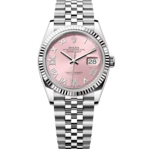 Rolex Datejust 36 Oyster Perpetual Oystersteel and white gold pink, diamond-set dial Jubilee band Reference 126234