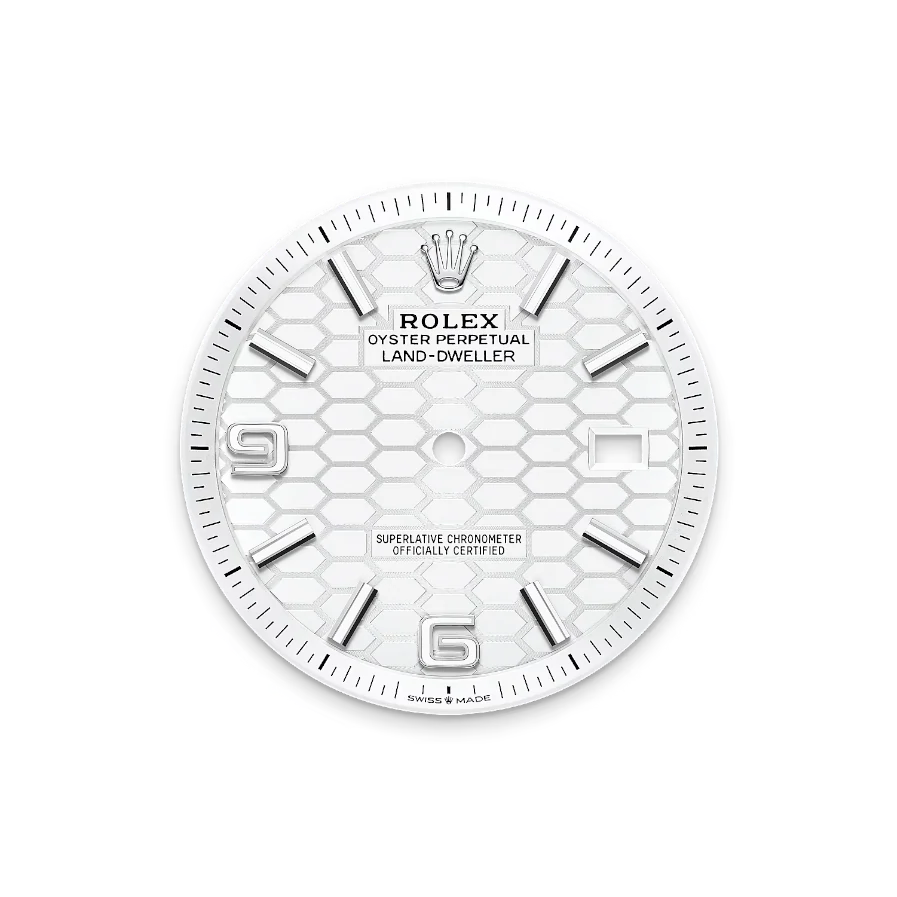 Rolex Land-Dweller 40 Oyster Perpetual Oystersteel and white gold intense white, honeycomb-motif dial Flat Jubilee band Reference 127334 2 Rolex Land-Dweller 40 Oyster Perpetual Oystersteel and white gold intense white, honeycomb-motif dial Flat Jubilee band Reference 127334 - Image 2