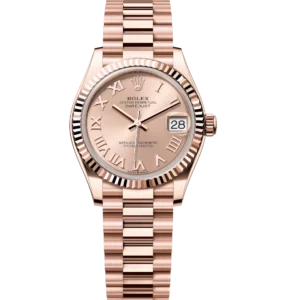 Rolex Datejust 31 Oyster Perpetual 18 ct Everose gold rosé-colour dial President band Reference 278275
