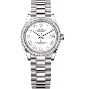 Rolex Datejust 31 Oyster Perpetual 18 ct white gold white dial President band Reference 278289RBR
