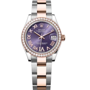 Rolex Datejust 31 Oyster Perpetual Oystersteel and Everose gold aubergine, diamond-set dial Oyster band Reference 278381RBR