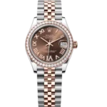Rolex Datejust 31 Oyster Perpetual Oystersteel and Everose gold chocolate, diamond-set dial Jubilee band Reference 278381RBR