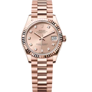 Rolex Datejust 31 Oyster Perpetual Oystersteel and Everose gold rosé colour, diamond-set dial President band Reference 278275