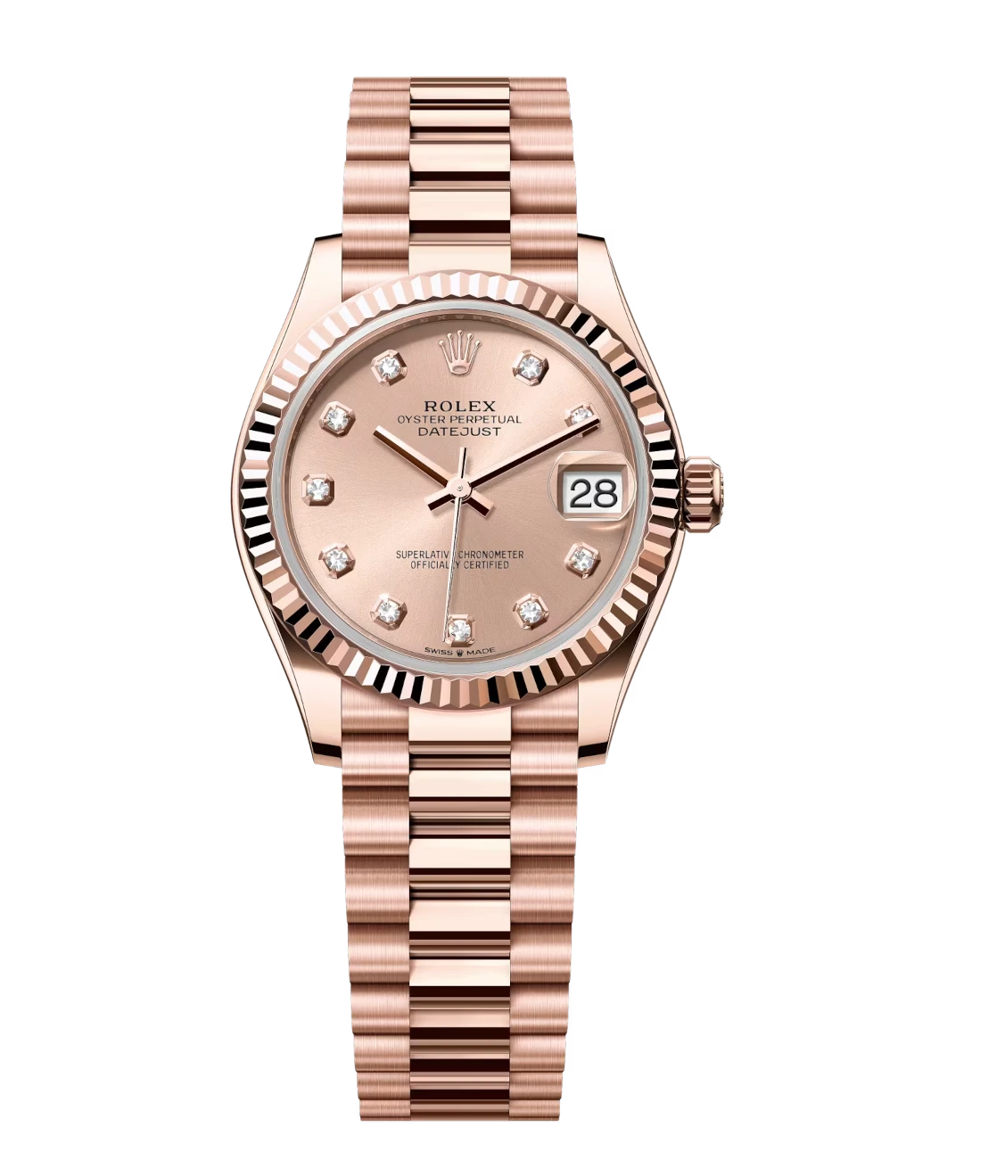Rolex Datejust 31 Oyster Perpetual Oystersteel and Everose gold rosé colour, diamond-set dial President band Reference 278275 1 Rolex Datejust 31 Oyster Perpetual Oystersteel and Everose gold rosé colour, diamond-set dial President band Reference 278275