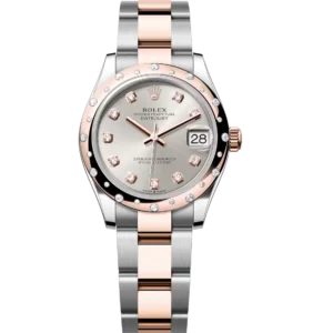 Rolex Datejust 31 Oyster Perpetual Oystersteel and Everose gold silver, diamond-set dial Oyster band Reference 278341RBR