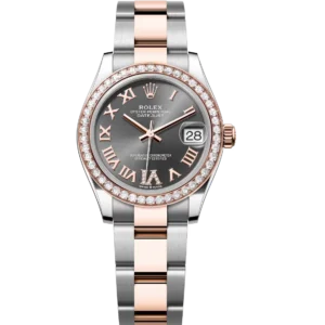 Rolex Datejust 31 Oyster Perpetual Oystersteel and Everose gold slate, diamond-set dial Oyster band Reference 278381RBR