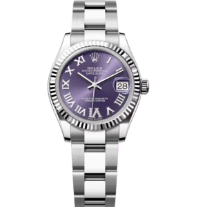 Rolex Datejust 31 Oyster Perpetual Oystersteel and white gold aubergine, diamond-set dial Oyster band Reference 278274