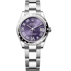 Rolex Datejust 31 Oyster Perpetual Oystersteel and white gold aubergine, diamond-set dial Oyster band Reference 278344RBR