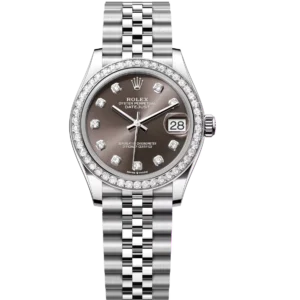 Rolex Lady-Datejust 28 Oyster Perpetual Oystersteel and white gold dark grey, diamond-set dial Jubilee band Reference 279384RBR