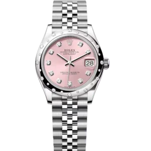 Rolex Datejust 31 Oyster Perpetual Oystersteel and white gold pink, diamond-set dial Jubilee band Reference 278344RBR