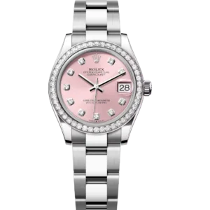 Rolex Lady-Datejust 28 Oyster Perpetual Oystersteel and white gold pink, diamond-set dial Oyster band Reference 279384RBR