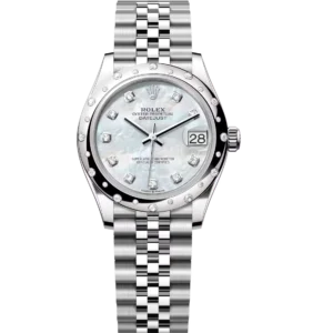 Rolex Datejust 31 Oyster Perpetual Oystersteel and white gold white mother-of-pearl, diamond-set dial Jubilee band Reference 278344RBR