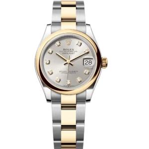 Rolex Lady-Datejust 28 Oyster Perpetual Oystersteel and yellow gold silver, diamond-set dial Oyster band Reference 279163