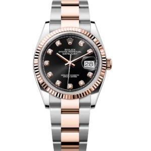 Rolex Datejust 36 Oyster Perpetual Oystersteel and Everose gold bright black, diamond-set dial Oyster band Reference 126231