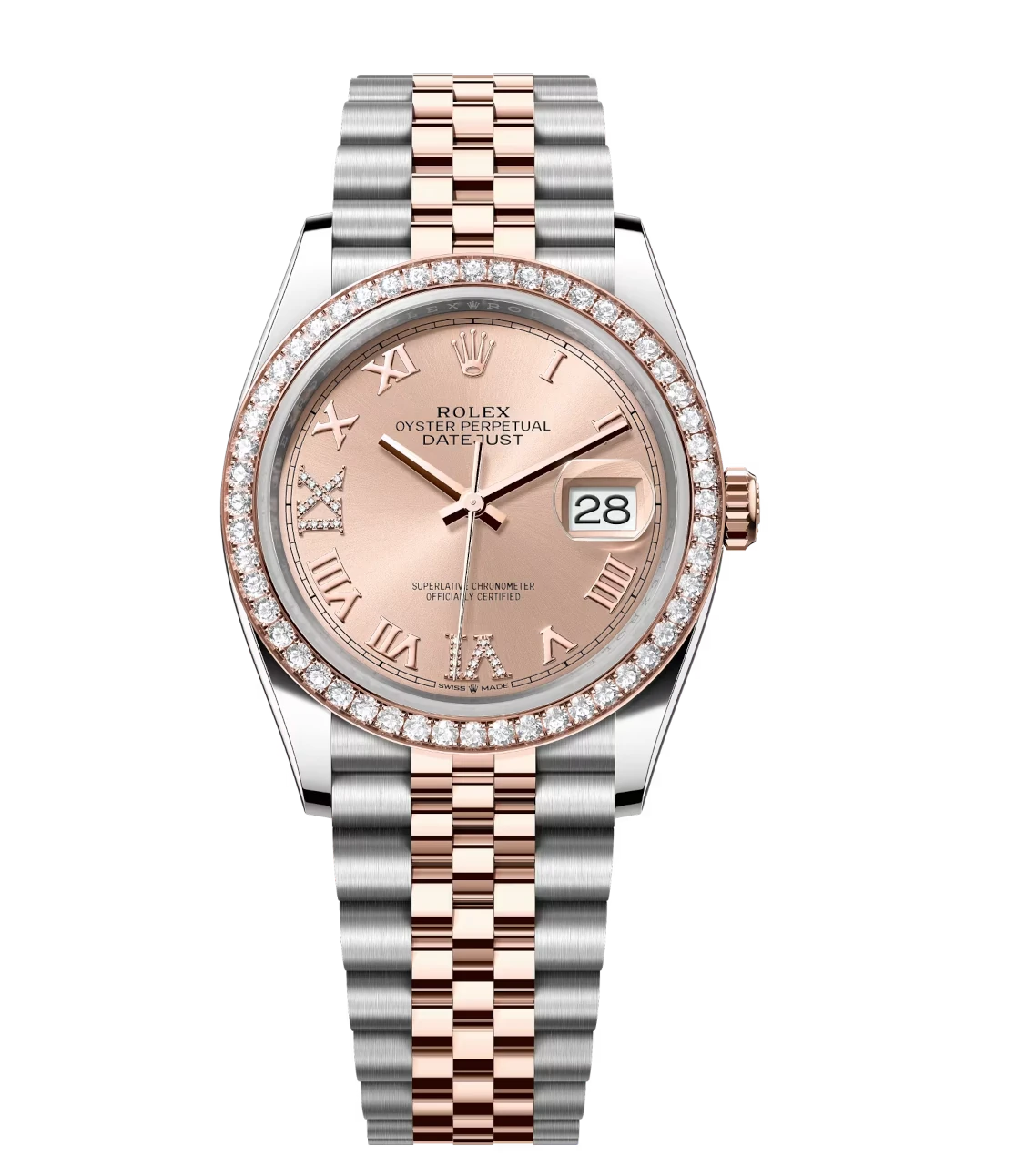 Rolex Datejust 36 Oyster Perpetual Oystersteel and Everose gold rosé colour, diamond-set dial Jubilee band Reference 126281RBR 1 Rolex Datejust 36 Oyster Perpetual Oystersteel and Everose gold rosé colour, diamond-set dial Jubilee band Reference 126281RBR