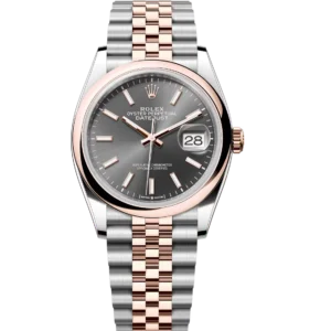 Rolex Datejust 36 Oyster Perpetual Oystersteel and Everose gold slate dial Jubilee band Reference 126201