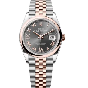 Rolex Datejust 36 Oyster Perpetual Oystersteel and Everose gold slate, diamond-set dial Jubilee band Reference 126201