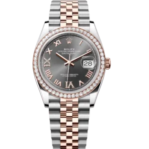 Rolex Datejust 36 Oyster Perpetual Oystersteel and Everose gold slate, diamond-set dial Jubilee band Reference 126281RBR