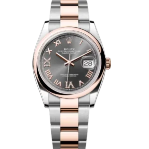 Rolex Datejust 36 Oyster Perpetual Oystersteel and Everose gold slate, diamond-set dial Oyster band Reference 126201