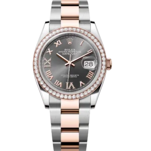 Rolex Datejust 36 Oyster Perpetual Oystersteel and Everose gold slate, diamond-set dial Oyster band Reference 126281RBR