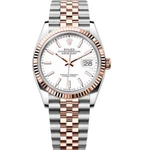 Rolex Datejust 36 Oyster Perpetual Oystersteel and Everose gold white dial Jubilee band Reference 126231