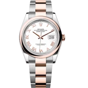 Rolex Datejust 36 Oyster Perpetual Oystersteel and Everose gold white dial Oyster band Reference 126201