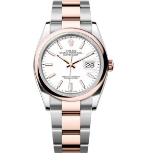 Rolex Datejust 36 Oyster Perpetual Oystersteel and Everose gold white dial Oyster band Reference 126201