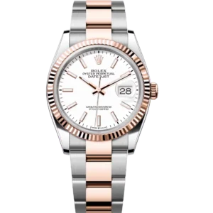 Rolex Datejust 36 Oyster Perpetual Oystersteel and Everose gold white dial Oyster band Reference 126231