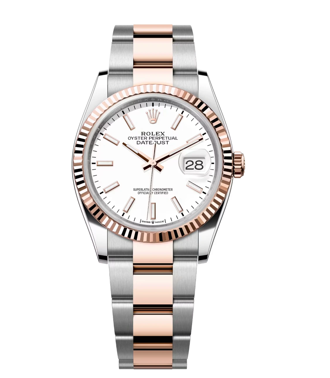 Rolex Datejust 36 Oyster Perpetual Oystersteel and Everose gold white dial Oyster band Reference 126231 1 Rolex Datejust 36 Oyster Perpetual Oystersteel and Everose gold white dial Oyster band Reference 126231