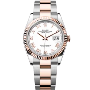 Rolex Datejust 36 Oyster Perpetual Oystersteel and Everose gold white dial Oyster band Reference 126231