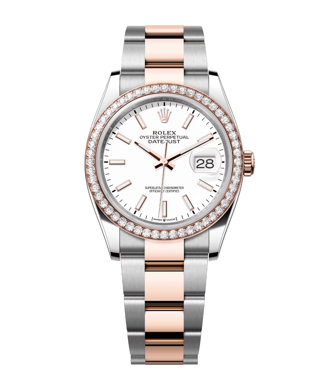 Rolex Datejust 36 Oyster Perpetual Oystersteel and Everose gold white dial Oyster band Reference 126281RBR 1 Rolex Datejust 36 Oyster Perpetual Oystersteel and Everose gold white dial Oyster band Reference 126281RBR