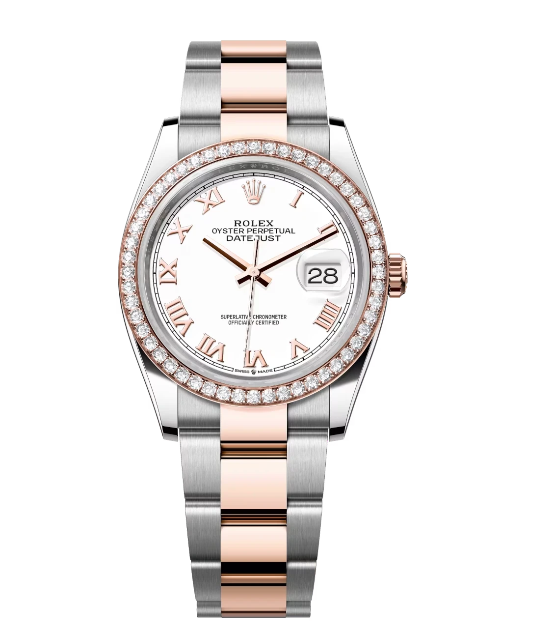 Rolex Datejust 36 Oyster Perpetual Oystersteel and Everose gold white dial Oyster band Reference 126281RBR 1 Rolex Datejust 36 Oyster Perpetual Oystersteel and Everose gold white dial Oyster band Reference 126281RBR