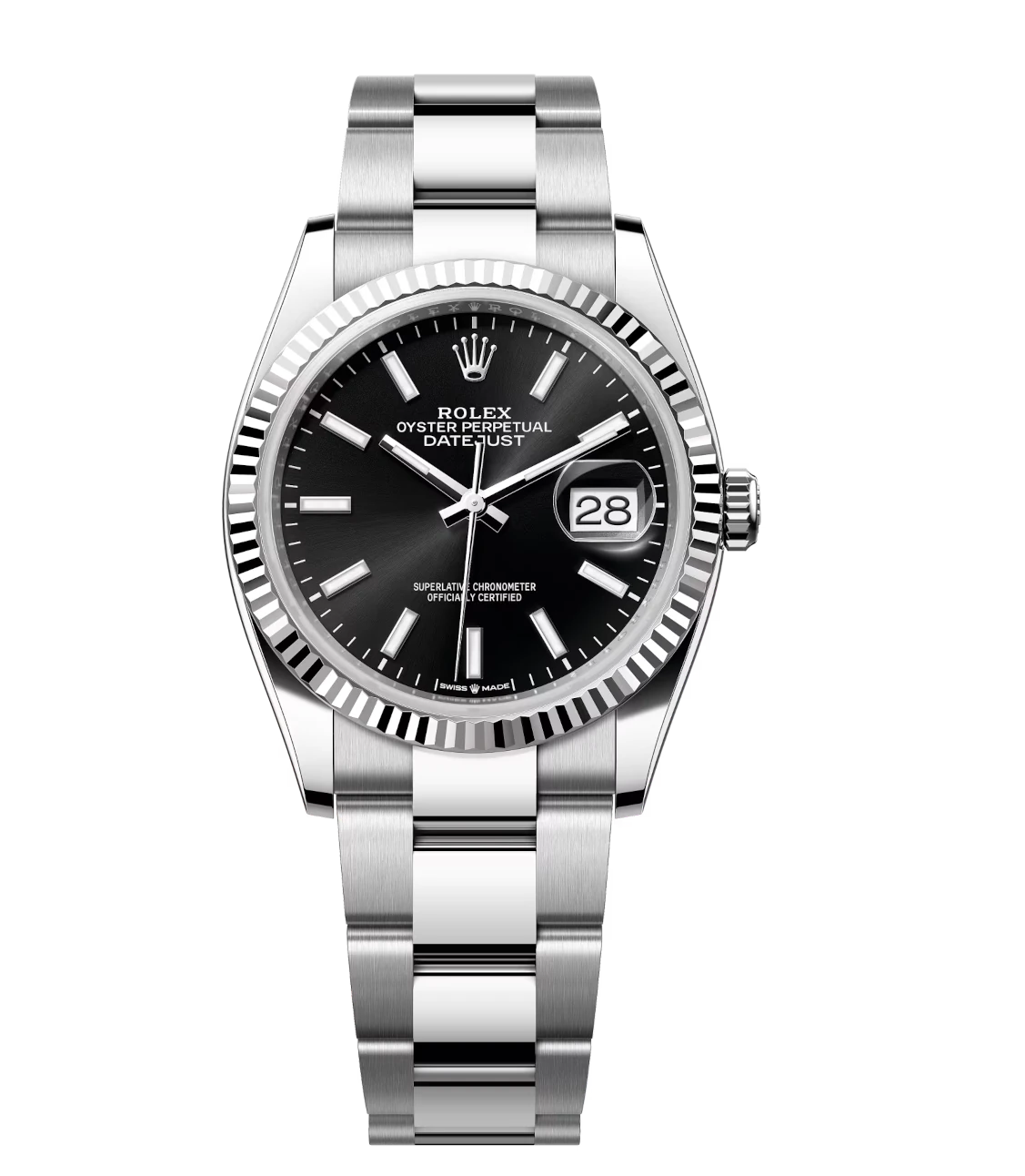 Rolex Datejust 36 Oyster Perpetual Oystersteel and white gold bright black dial Oyster band Reference 126234 1 Rolex Datejust 36 Oyster Perpetual Oystersteel and white gold bright black dial Oyster band Reference 126234