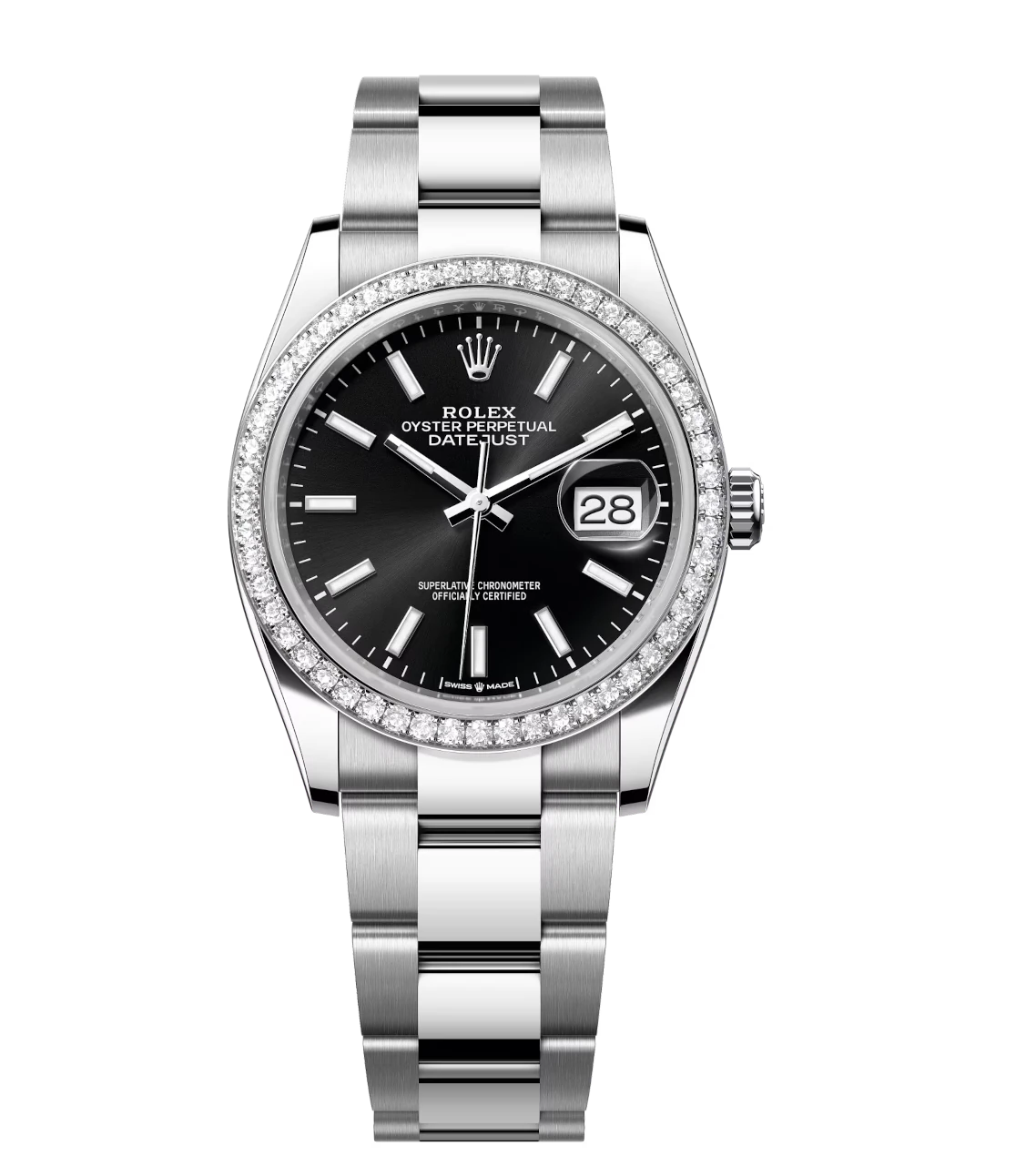 Rolex Datejust 36 Oyster Perpetual Oystersteel and white gold bright black dial Oyster band Reference 126284RBR 1 Rolex Datejust 36 Oyster Perpetual Oystersteel and white gold bright black dial Oyster band Reference 126284RBR
