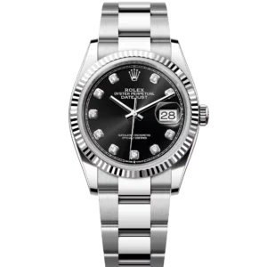 Rolex Datejust 36 Oyster Perpetual Oystersteel and white gold bright black, diamond-set dial Oyster band Reference 126234