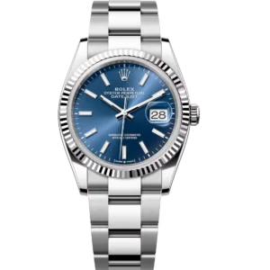 Rolex Datejust 36 Oyster Perpetual Oystersteel and white gold bright blue dial Oyster band Reference 126234
