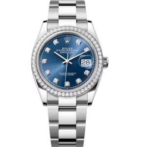 Rolex Datejust 36 Oyster Perpetual Oystersteel and white gold bright blue, diamond-set dial Oyster band Reference 126284RBR