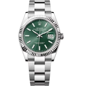 Rolex Datejust 36 Oyster Perpetual Oystersteel and white gold mint green dial Oyster band Reference 126234